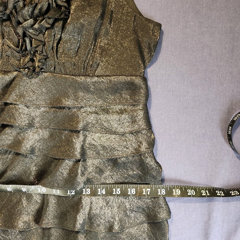 London Times Black Tiered Metallic Whimsygoth/Old-Money/Classic Glam Dress 10 - Picture 11 of 12